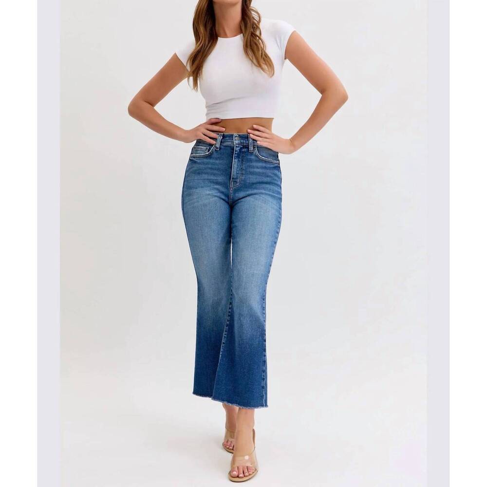 NEW CELLO high rise crop flare jeans in dark denim